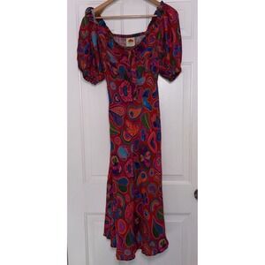 farm rio grandma gift embroidered midi dress Farm Rio Blue and White Embroidered Midi Dress